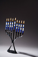 Hanukkah Menorah With Lit Candles
