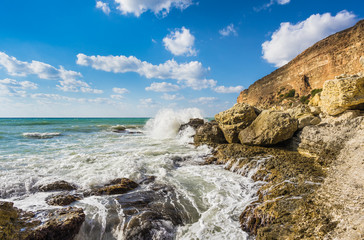 Rocky shore of Black sea in Crimea