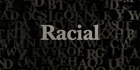Racial - Stock image of 3D rendered metallic typeset headline illustration.  Can be used for an online banner ad or a print postcard.