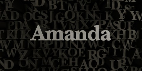 Amanda - Stock image of 3D rendered metallic typeset headline illustration.  Can be used for an online banner ad or a print postcard.