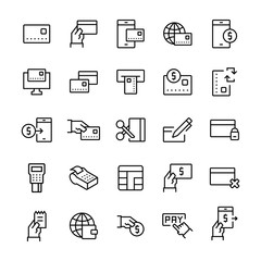 Simple icon set of pay items in line style. Vector symbols.