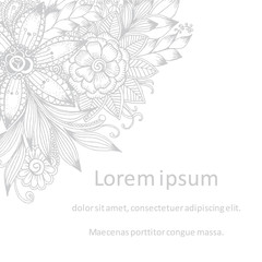 Vector floral frame in black and white. Can use for coloring and