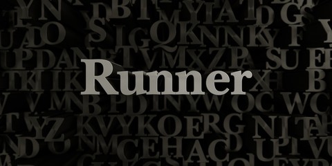 Runner - Stock image of 3D rendered metallic typeset headline illustration.  Can be used for an online banner ad or a print postcard.