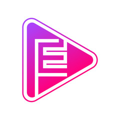 Letter E rounded triangle shape colorful,Multimedia and Play logo design