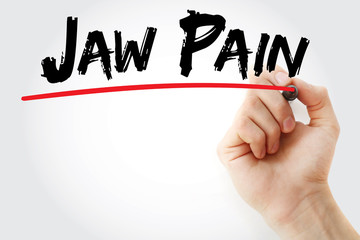 Hand writing Jaw pain with marker, concept background