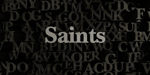 Saints - Stock image of 3D rendered metallic typeset headline illustration.  Can be used for an online banner ad or a print postcard.