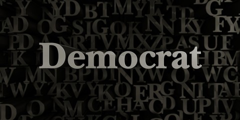 Democrat - Stock image of 3D rendered metallic typeset headline illustration.  Can be used for an online banner ad or a print postcard.