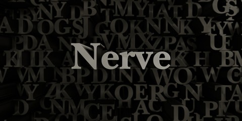 Nerve - Stock image of 3D rendered metallic typeset headline illustration.  Can be used for an online banner ad or a print postcard.