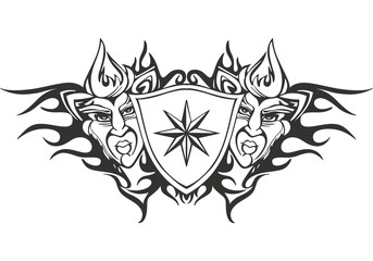 Obraz premium Flame tattoo template with a star