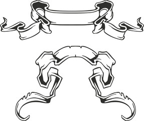 Two decorative motto streamers