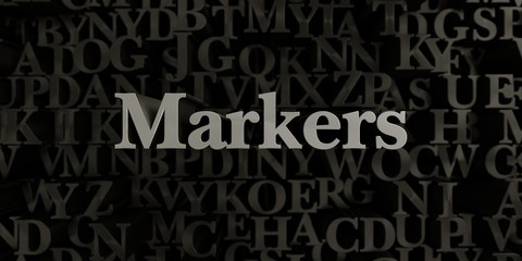 Markers - Stock image of 3D rendered metallic typeset headline illustration.  Can be used for an online banner ad or a print postcard.