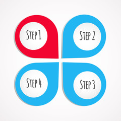 4 steps red and blue infographics