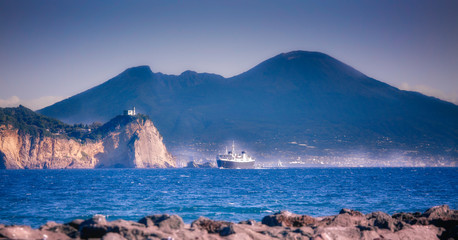 Cape Miseno and Vesuvius, Gulf of Naples, Italy