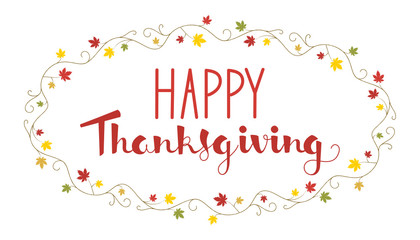 HAPPY THANKSGIVING CARD WITH AUTUMN LEAF WREATH