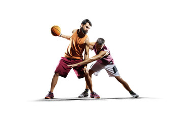 Fototapeta na wymiar Basketball players in action isolated on white