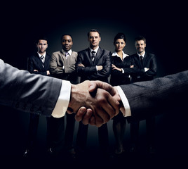 handshake on the background group of business people