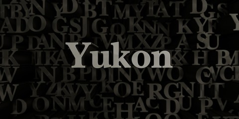 Fototapeta na wymiar Yukon - Stock image of 3D rendered metallic typeset headline illustration. Can be used for an online banner ad or a print postcard.