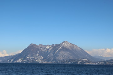 Lake Maggiore and Sasso del Ferro in winter, Piedmont Italy