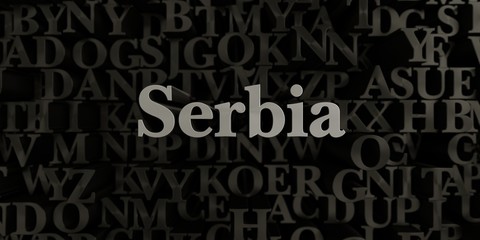 Serbia - Stock image of 3D rendered metallic typeset headline illustration.  Can be used for an online banner ad or a print postcard.