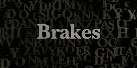 Fototapeta na wymiar Brakes - Stock image of 3D rendered metallic typeset headline illustration. Can be used for an online banner ad or a print postcard.
