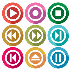 player flat icons set (media player buttons collection)