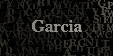 Garcia - Stock image of 3D rendered metallic typeset headline illustration.  Can be used for an online banner ad or a print postcard.