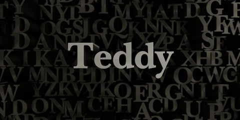Teddy - Stock image of 3D rendered metallic typeset headline illustration.  Can be used for an online banner ad or a print postcard.