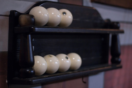Rusian billiards: shot balls laying in ball house
