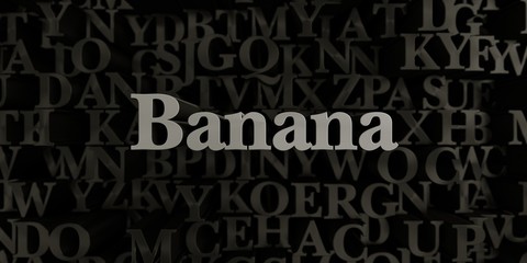 Banana - Stock image of 3D rendered metallic typeset headline illustration.  Can be used for an online banner ad or a print postcard.