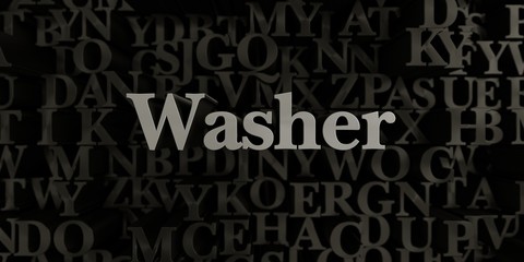 Washer - Stock image of 3D rendered metallic typeset headline illustration.  Can be used for an online banner ad or a print postcard.