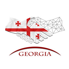 Handshake logo made from the flag of Yemen.