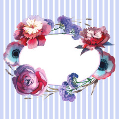 Obraz premium Wildflower rose flower frame in a watercolor style isolated.