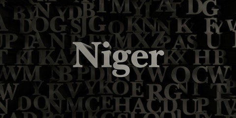 Niger - Stock image of 3D rendered metallic typeset headline illustration.  Can be used for an online banner ad or a print postcard.