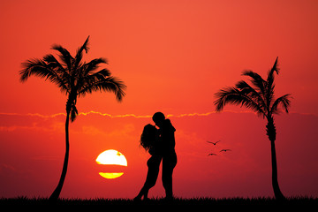 lovers kiss on the island
