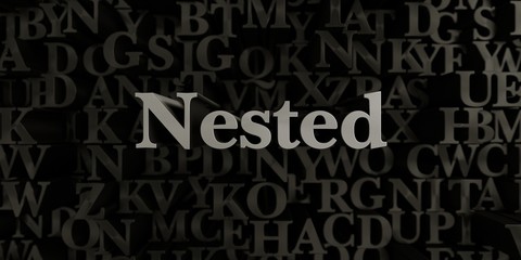 Nested - Stock image of 3D rendered metallic typeset headline illustration.  Can be used for an online banner ad or a print postcard.