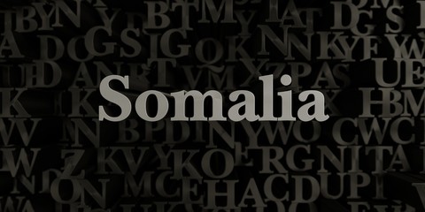 Somalia - Stock image of 3D rendered metallic typeset headline illustration.  Can be used for an online banner ad or a print postcard.