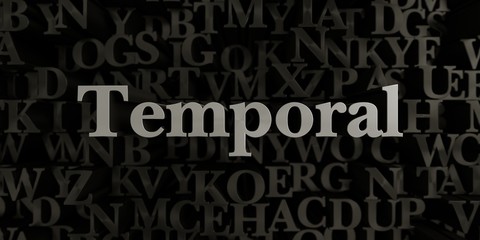 Temporal - Stock image of 3D rendered metallic typeset headline illustration.  Can be used for an online banner ad or a print postcard.
