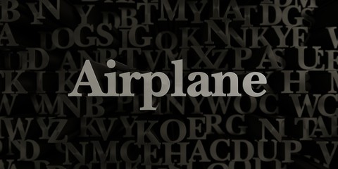 Airplane - Stock image of 3D rendered metallic typeset headline illustration.  Can be used for an online banner ad or a print postcard.