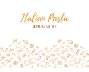 Hand drawn vector pattern - Different kinds of italian pasta.