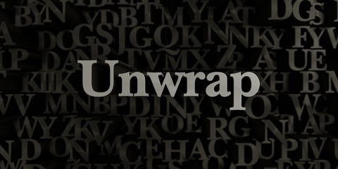 Unwrap - Stock image of 3D rendered metallic typeset headline illustration.  Can be used for an online banner ad or a print postcard.
