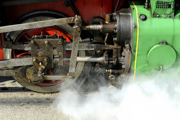 Steam locomotive wheels close up
