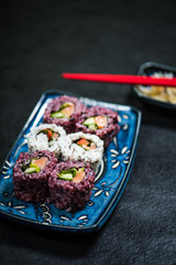  black rice and chia seed sushi, novelthy healthy food