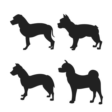 Set of dogs silhouette