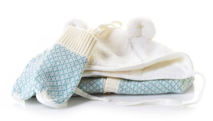 Pile of blue baby clothes