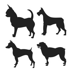 Set of dogs silhouette