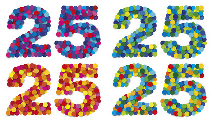 Ziffern, Zahlen aus Konfetti
