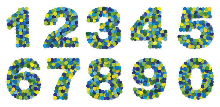 Ziffern, Zahlen aus Konfetti