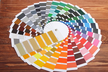 collection of ral colours on wooden background