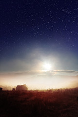 Fototapeta na wymiar starry heavens over countryside