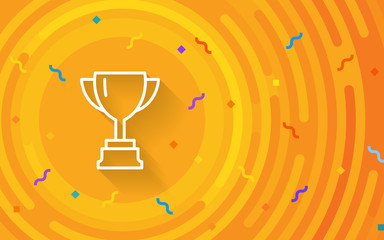 Vector cup. Thin line winner cup. Trophy cup icon. White Cup isolated on orange background. Winner cup. Victory cup icon. Trophy cup symbol. First place cup. Minimalistic hipster cup. Winner cup.
